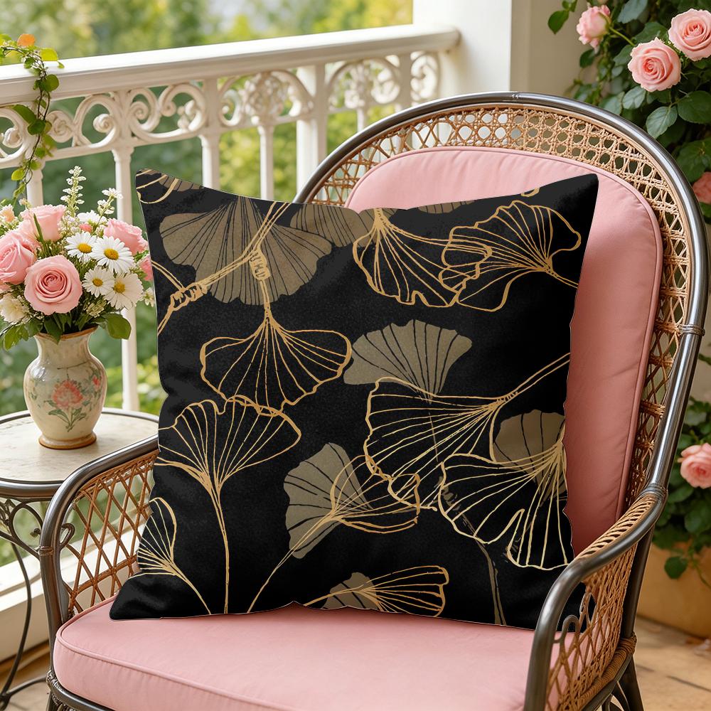 Ginkgo Leaves Cushion Cover Soft Plush Throw Pillow Cover DoubleSided Decorative Cushion Case Sofa Bedroom Home Decor