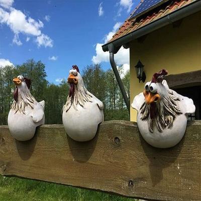 Hühner-Gartenstecker aus Kunstharz, Hahn, Parodie, lustig, wasserdicht, lichtecht, kreative Heimdekoration für den Innenhof, Garten, Balkon