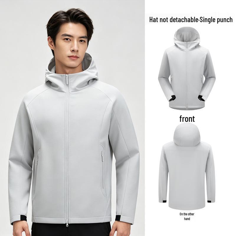 Women's & Men's Lightweight Breathable Windproof Soft Shell Hooded Jacket for Spring/Autumn Hiking & Mountaineering