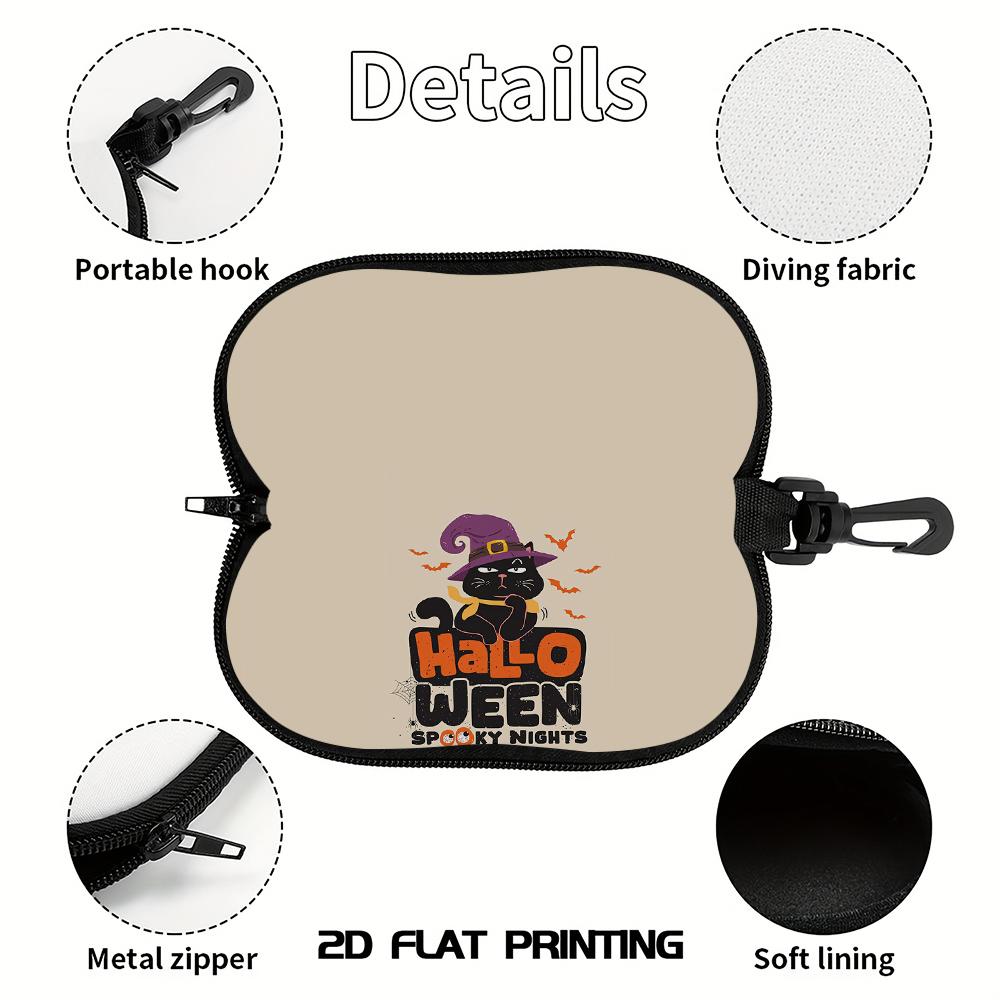 Funny Black Cat Witch Hat Halloween Print Sunglasses Case, Protective Eyewear Pouch, Portable Holiday Decorative Gift Accessories for Women Men
