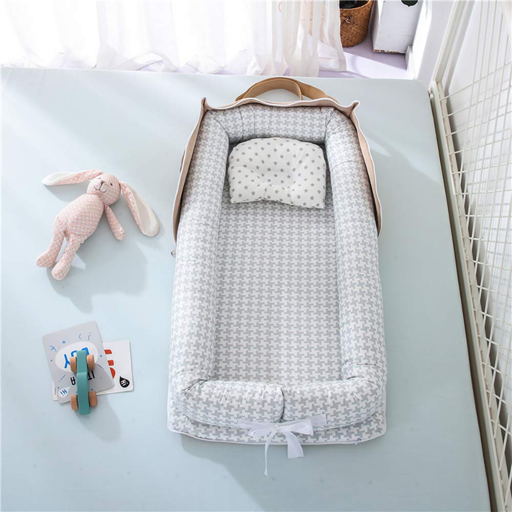 Luddy Crib Newborn Bed with Pillow Foldable Portable Crib Portable Baby Gift Breathable Washable Months Gray Bed-in-Bed Co-Sleeping 0-24 854512cm