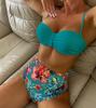 Kadın Halter Boyun Bölünmüş Bikini Retro Seksi Düz Renk Baskı Bikini Seti