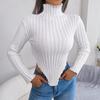 Sexy Women Asymmetrical Knit Sweater Long Sleeve Half High Collar Undercoat Autumn Winter