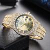 2025 Women Watch Iced Out Roman Quartz Watches For Women Luxury Brand Bling Full Rhinestone Men Woman Clock Hiphop Party Jewelry