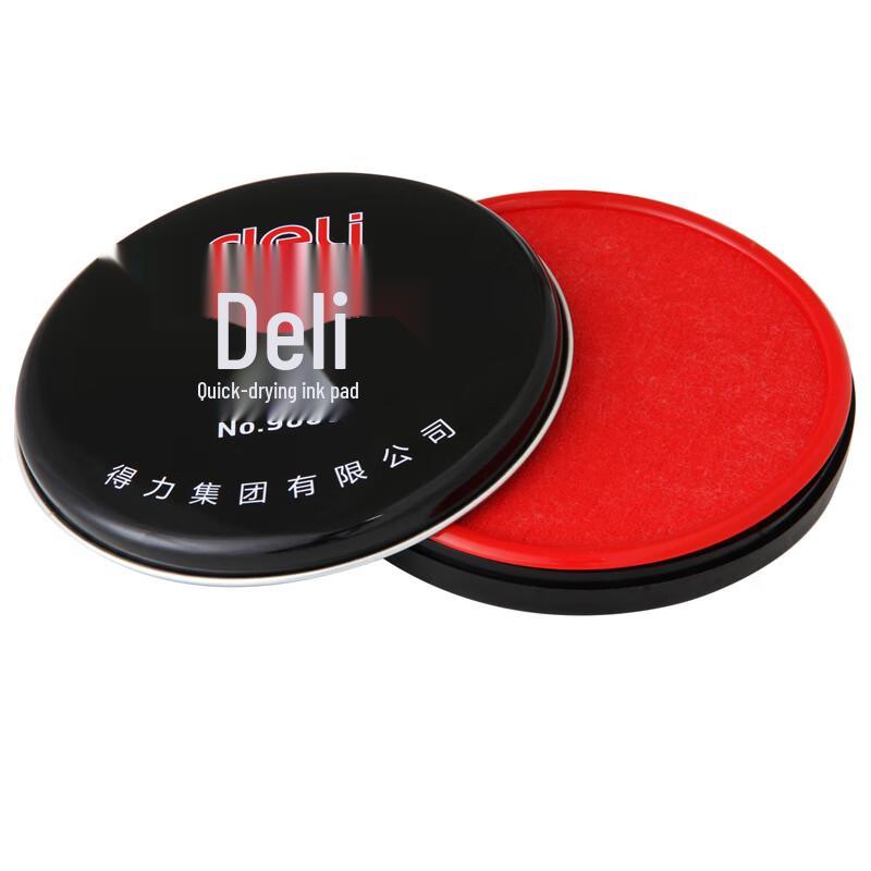Deli Quick-Dry Round Ink Pad, Red, Pack of 3