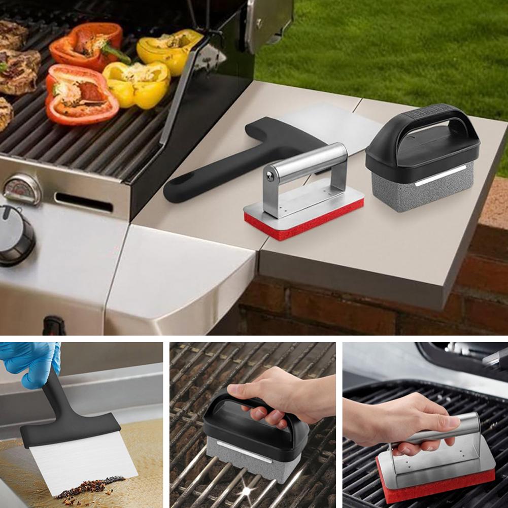 Grill-Schrubbset Professionelles BBQ-Grillplatten-Set 26-teilig Flachgrill-Reinigungswerkzeuge Hochleistungs-Scheuerschwämme für BBQ