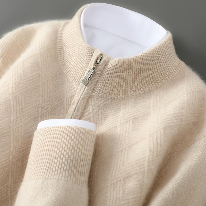 Herren Kaschmirwolle Reißverschluss Pullover - Hochwertige Business Casual Strickware