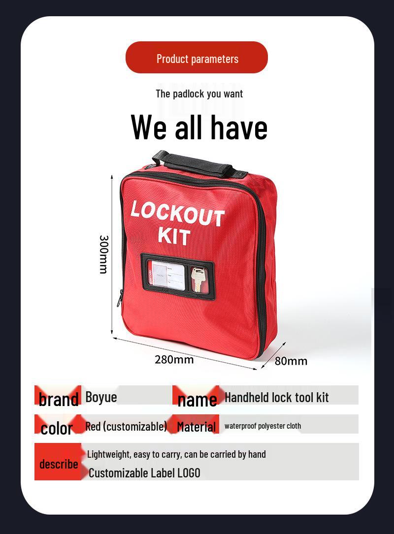 Portable Industrial Lockout Kit with Large Capacity and Safety Lock - Handheld Polyester for Maintenance LOTO.