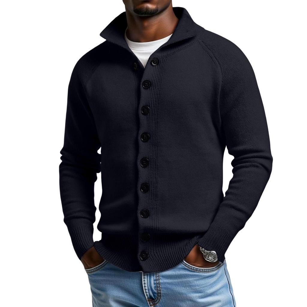 Men's  Standing   Collar  Self-Cultivation  Leisure  Cardigan  Knitting  Sweater  Coat
