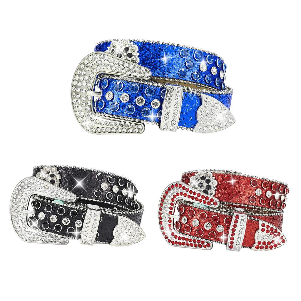 Rhinestones Buckle Belt for All Age BlingBling Sequined Belt Cool Western Paints Belt Street Dance Waiststrap for Jeans