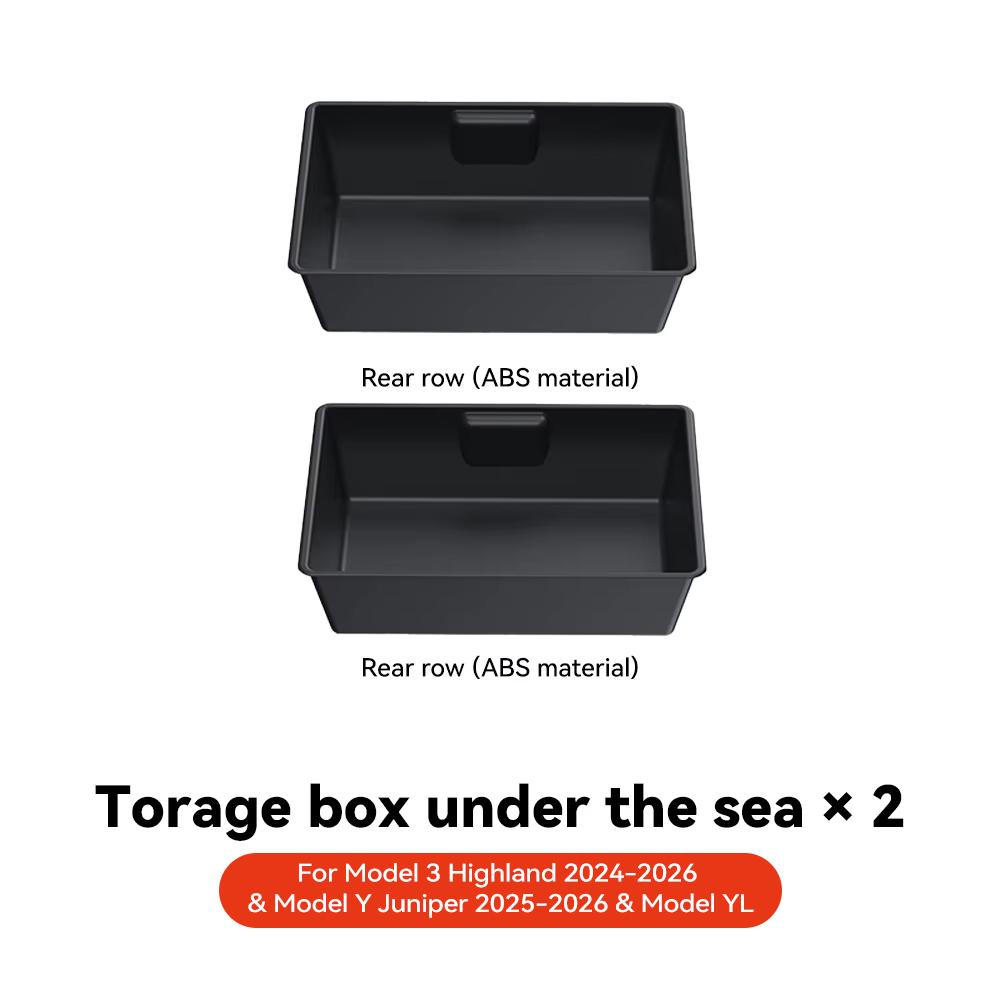 YZ For Tesla Model 3 Y Juniper YL Launch Under Seat Storage Box Case Car Seat Organizer Vehicle Underseat Drawer Tray Accessory