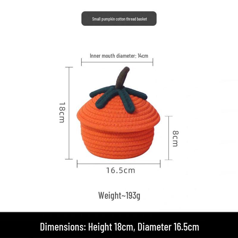 Pumpkin Cartoon Large Desktop Storage Basket with Lid - Dustproof for Sundries & Snacks