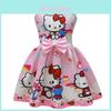 Vestito senza maniche con stampa cartone animato Hello Kitty e dettagli a balze per travestimento primaverile
