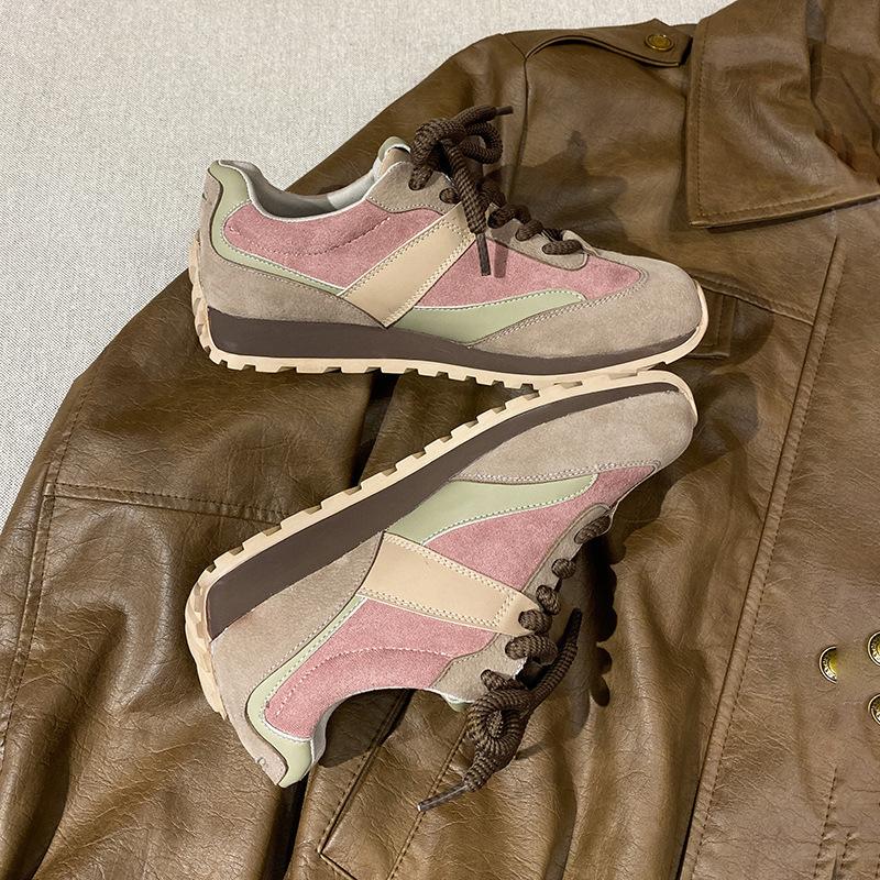 Large size women's shoes 41-43 German training shoes women's flat-bottomed Maillard style Forrest Gump shoes retro color matching sports and leisur