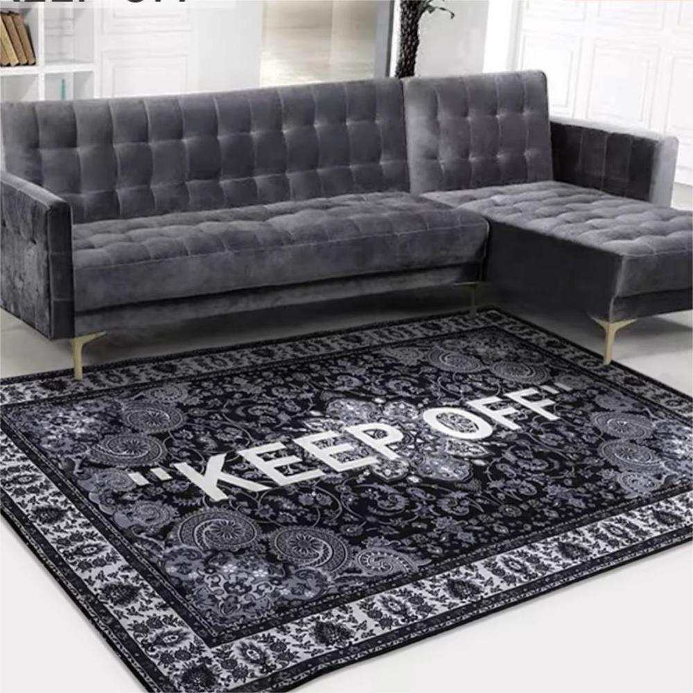 

VIKAMA Trendy Creative Text Flannel Carpet Living Room Sofa Bedroom Floor Mat Bedside Rug Wear-resistant Home Decoration 80X120CM(2.6X3.9FT)