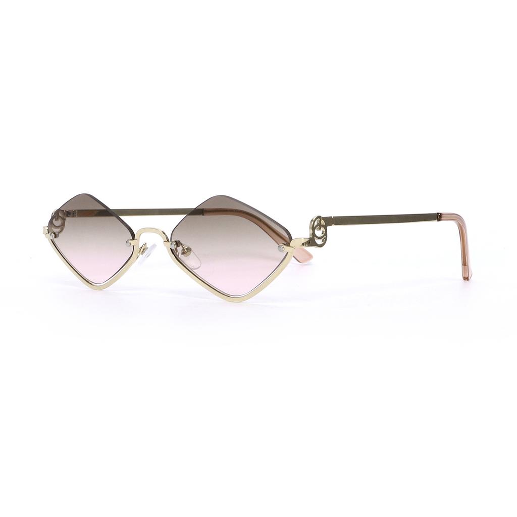 Fashion half-frame rhombus sunglasses metal high-end small frame modern trend catwalk Europe and the United States