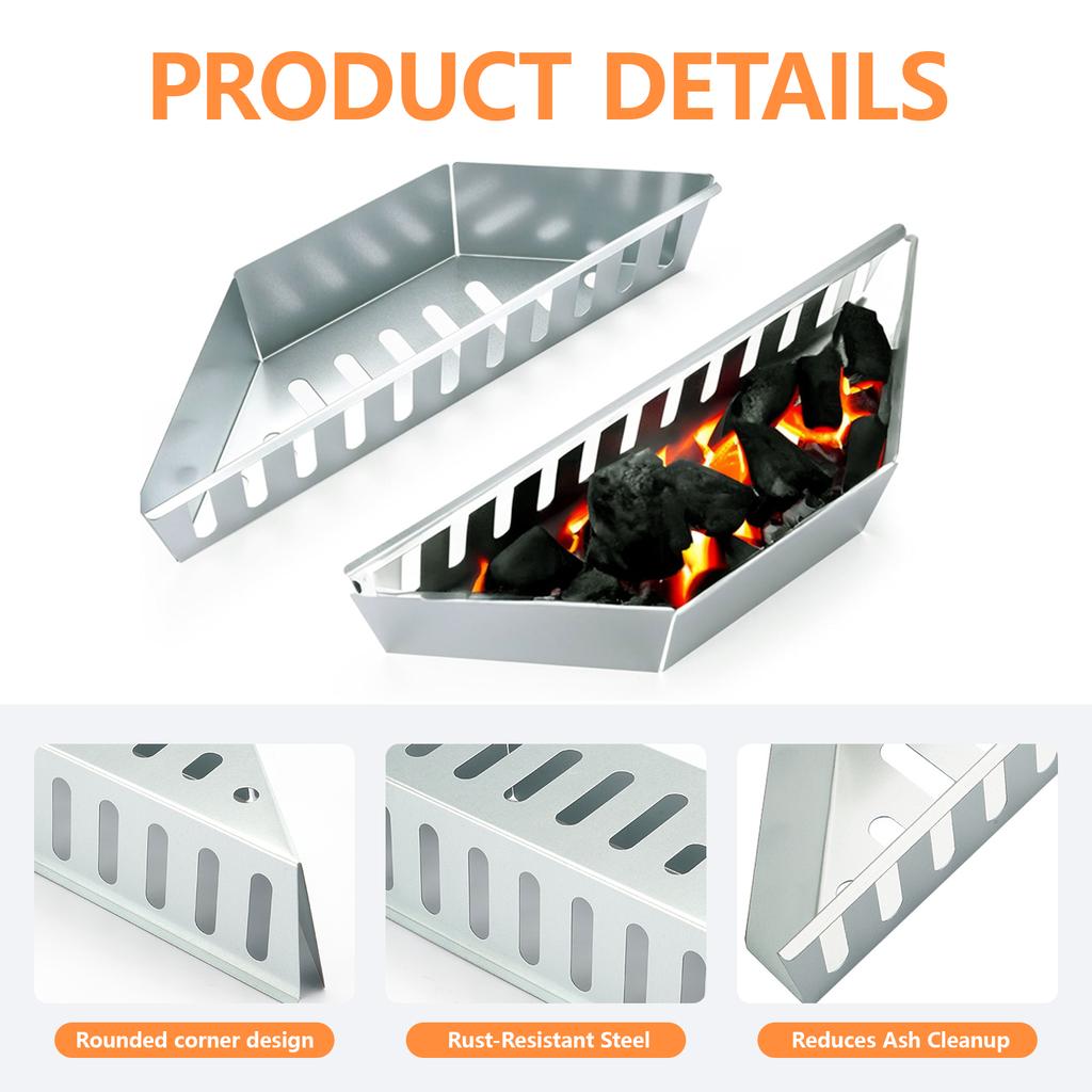2PCS BBQ Stainless Steel Charcoal Basket for Weber Char-Basket Charcoal Holders Compatible with Weber 22 inch Charcoal Container
