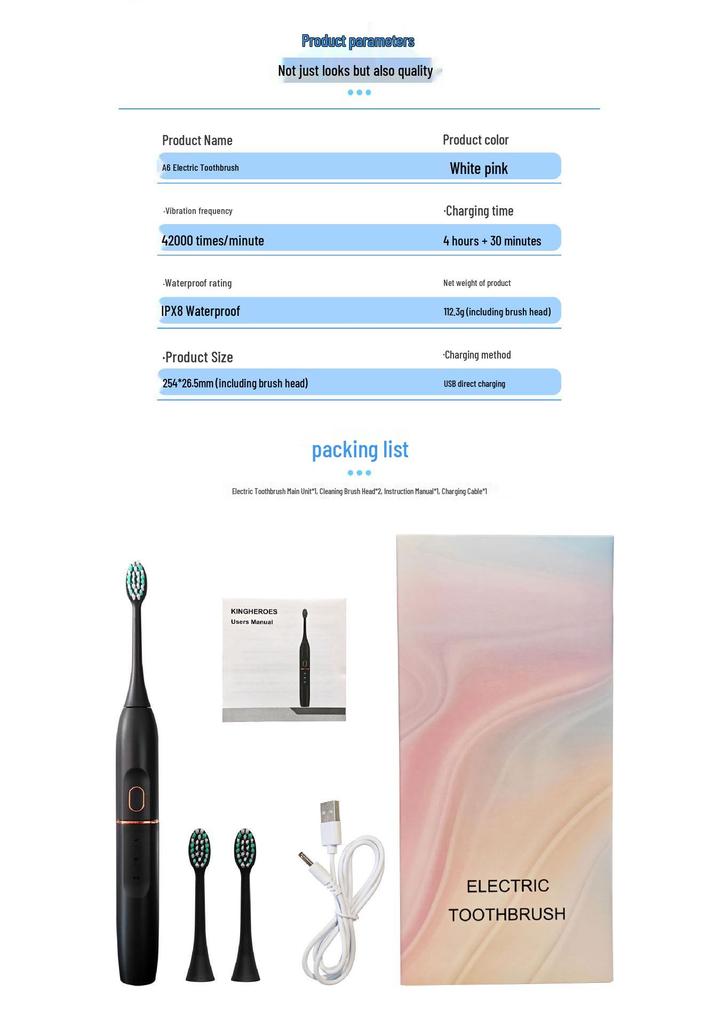 Smart Rechargeable Sonic Electric Toothbrush for Adults - New Model with Large Capacity