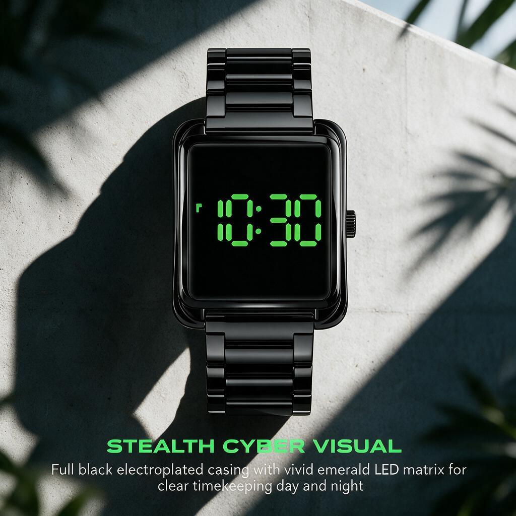 Men's Digital Watch SKMEI Square LED Stainless Steel Fashion 1505