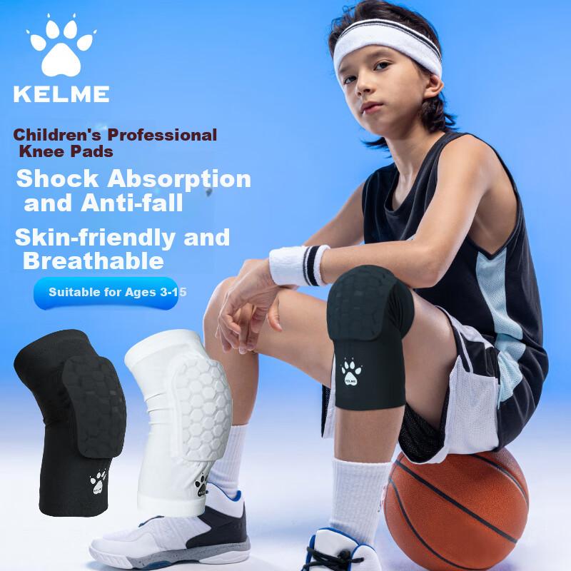KELME Kids Basketball Knee Pads Running Anti-collision Leg Sleeves Boys Football Knee Guards Equipment