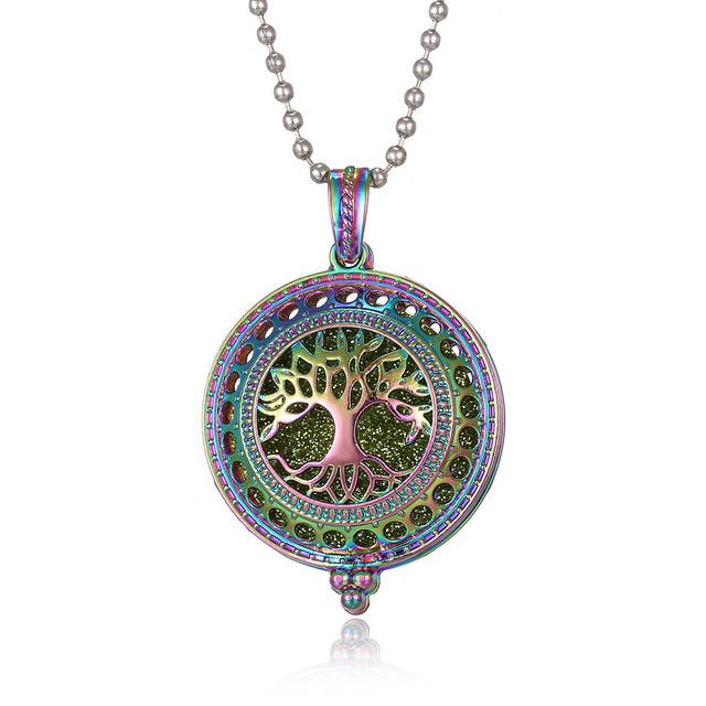 2pcs New Colorful Aromatherapy Necklace Vintage Flower Butterfly Tree Owl Essential Oil Diffuser Necklace Perfume Lockets Pendants