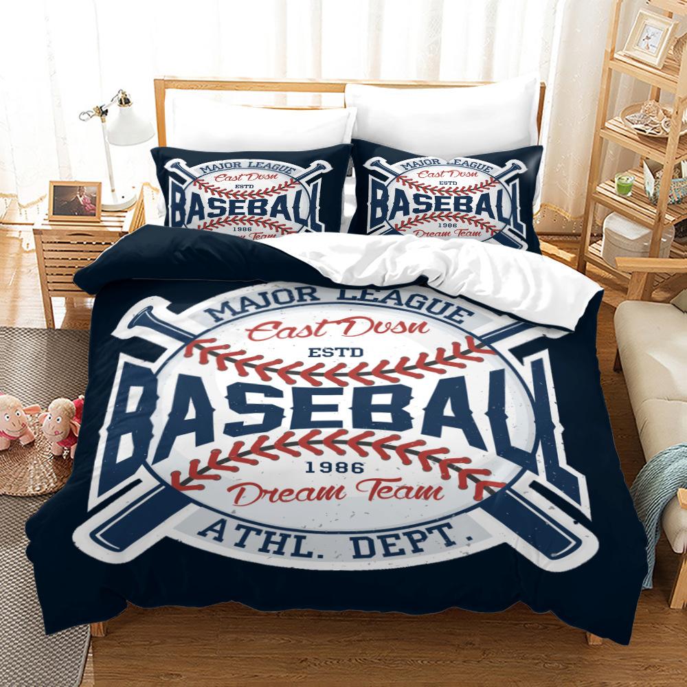 Quilt Cover Bedding Three-Piece 3D Digital Printing Campus Sports Baseball Kit