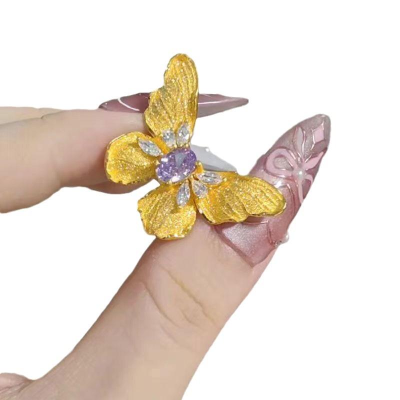New Chinese Court Style Golden Three-dimensional Butterfly Ring Women's Light Luxury Fashion Versatile Temperament Exquisite High Sense Ring