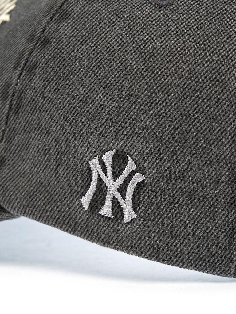 Emelbi Varsity Vintage Cursive Stitch Unstructured Ball Cap Ny (Charcoal Grey)