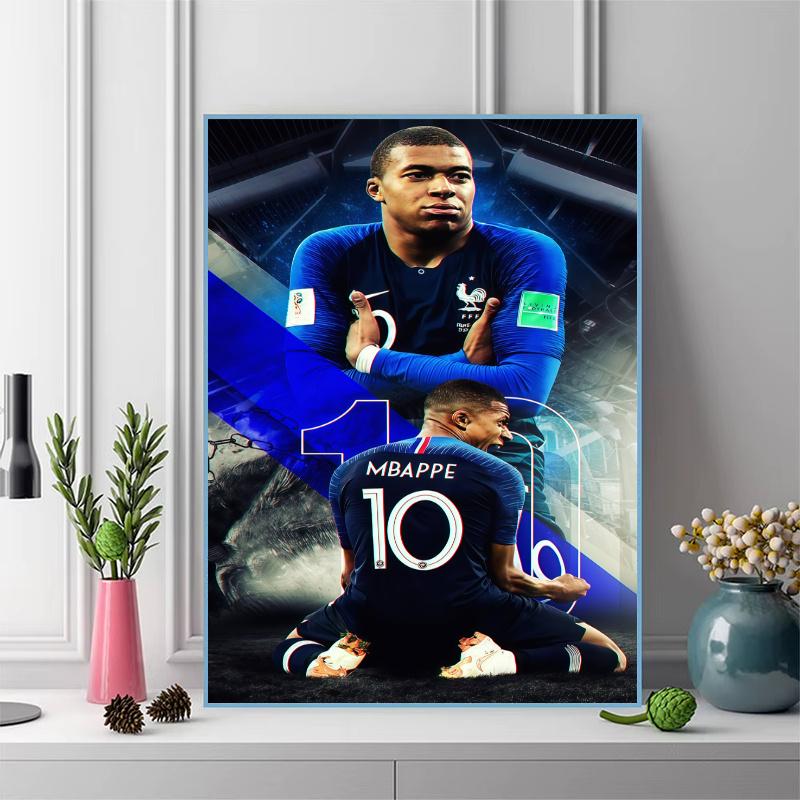 Kylian Mbappé Vibes 100% Round Full Drill 5D DIY Diamond Painting Embroidery Cross Stitch Rhinestone Décor