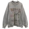 90s Old Wolf Print Long Sleeve Sweat Trainer Gray Men's Used