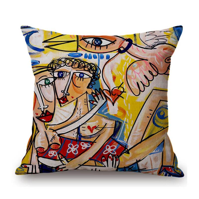 Modern Cubism Abstract Art Home Decoration Charater Realism Cotton Linen Sofa Throw Pillow Case Elegant Cushion Cover