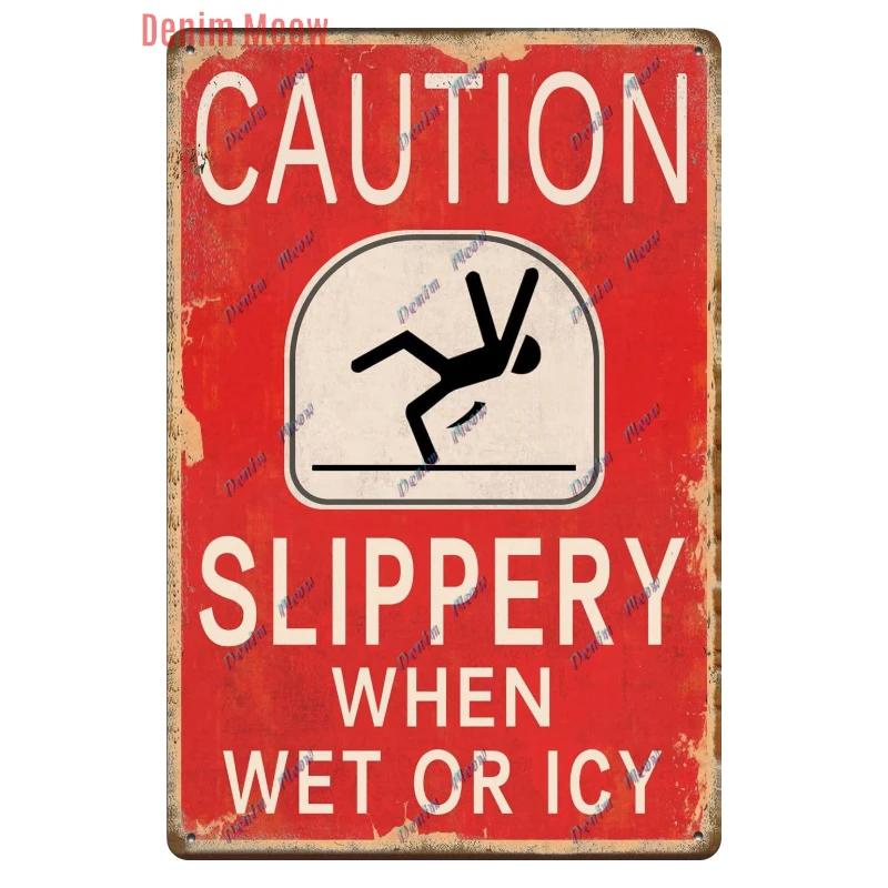 Vintage No Parking Metal Sign, Caution Metal Poster, Warning Slow Down Road Sign, Private Road, Home Decor, WY263