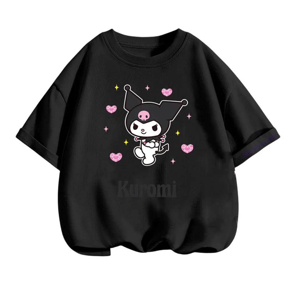 

Sanrio Мила Куромі Модна Футболка Дитяча Літня Повсякденна З Коротким Рукавом 150