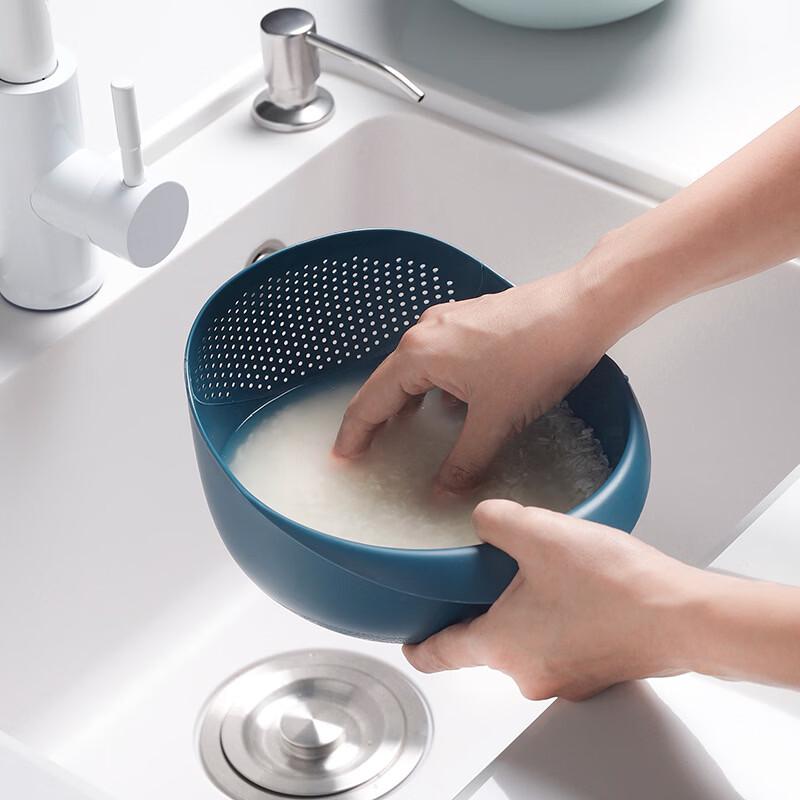 cmaos Foldable Plastic Rice Washing & Draining Basket Set