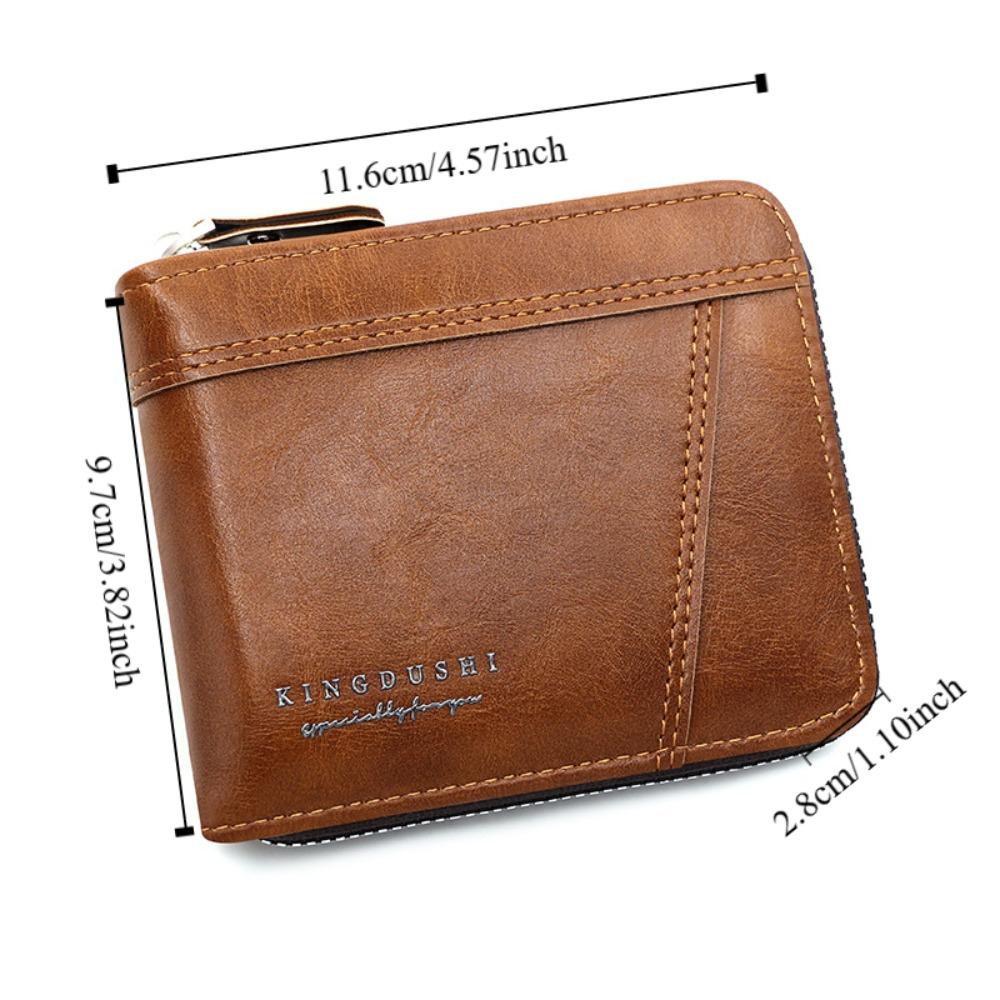 Multifunctional Male Coin Purse Pu Business Card Holder Portable Men's Short Wallet  Outdoor