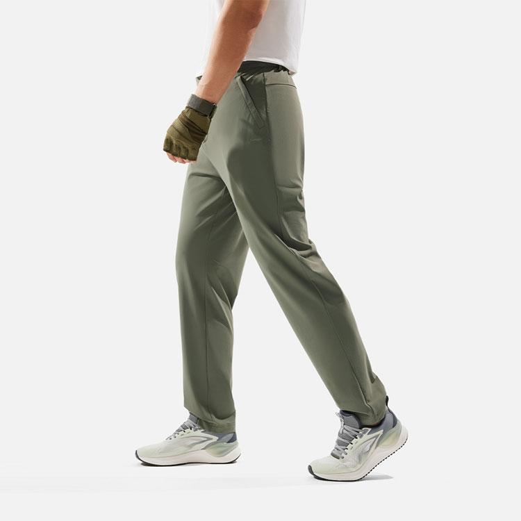 Li Ning Fitness Series Solid Color Mid Waist Ice Silk Quick Dry Comfortable Versatile Straight Leg Casual Pants Men bottoms Luo-Yan-Green AKLU699-2