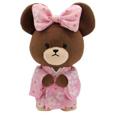 Nakajima Corporation El Kimono de la Escuela de los Osos Patrón Sakura Rosa S Peluche 206862-25 H21 x W14 x 9.5cm
