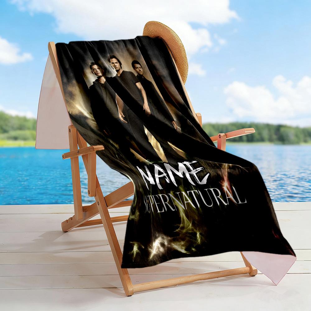 Supernatural Series Poster Customize Text Beach Towel Quick-Dry Soft Microfiber
