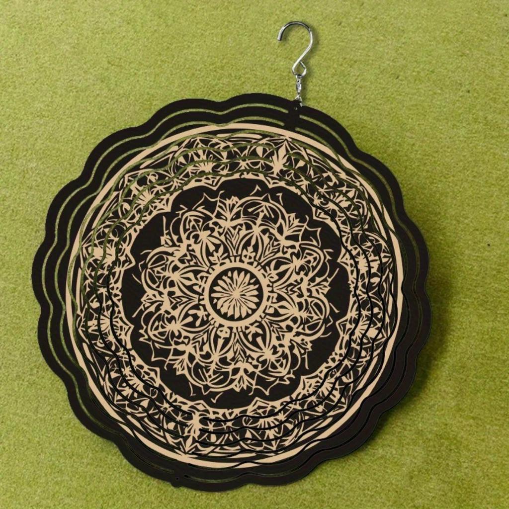 Vintage Metal Wind Chime with Intricate Mandala Design for Indoor Outdoor Garden Home Decor Holiday Christmas Halloween Thanksgiving
