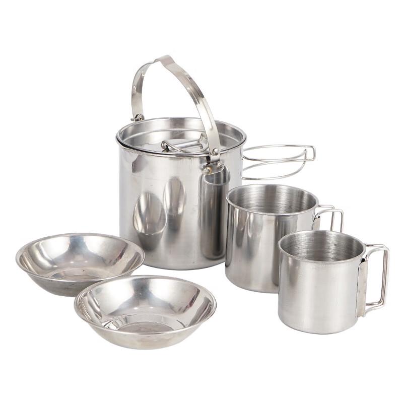 Zhichu Stainless Steel 5-Piece Portable Camping Cookware Set 18x13 cm