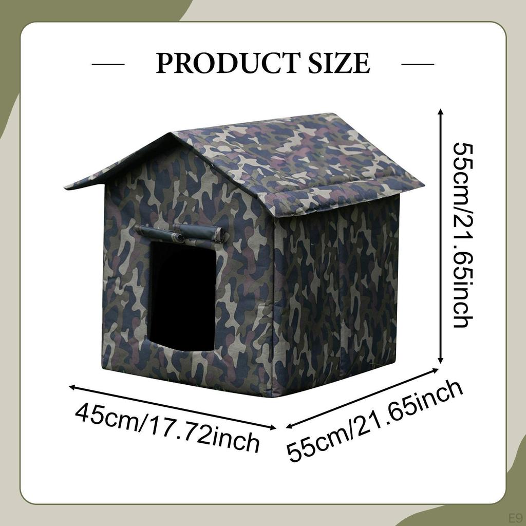 Outdoor Cat House Shelter Oxford Cloth Weatherproof Kitty Pet for Winter Backyard