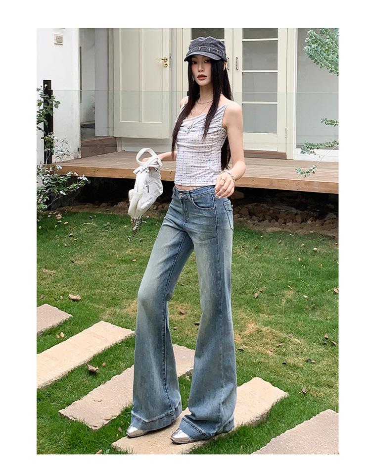 Spring 2026 Retro Low-Rise Flared Jeans for Women - Slim Fit, Versatile Style