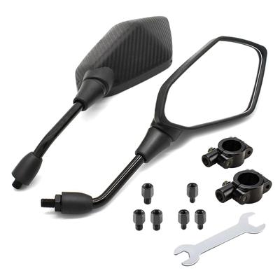 ELIFEPARTS Univerzálne zrkadlo na motocykel M10 Pozitívny závit L/P Zrkadlo na motocykel, Karbónová čierna