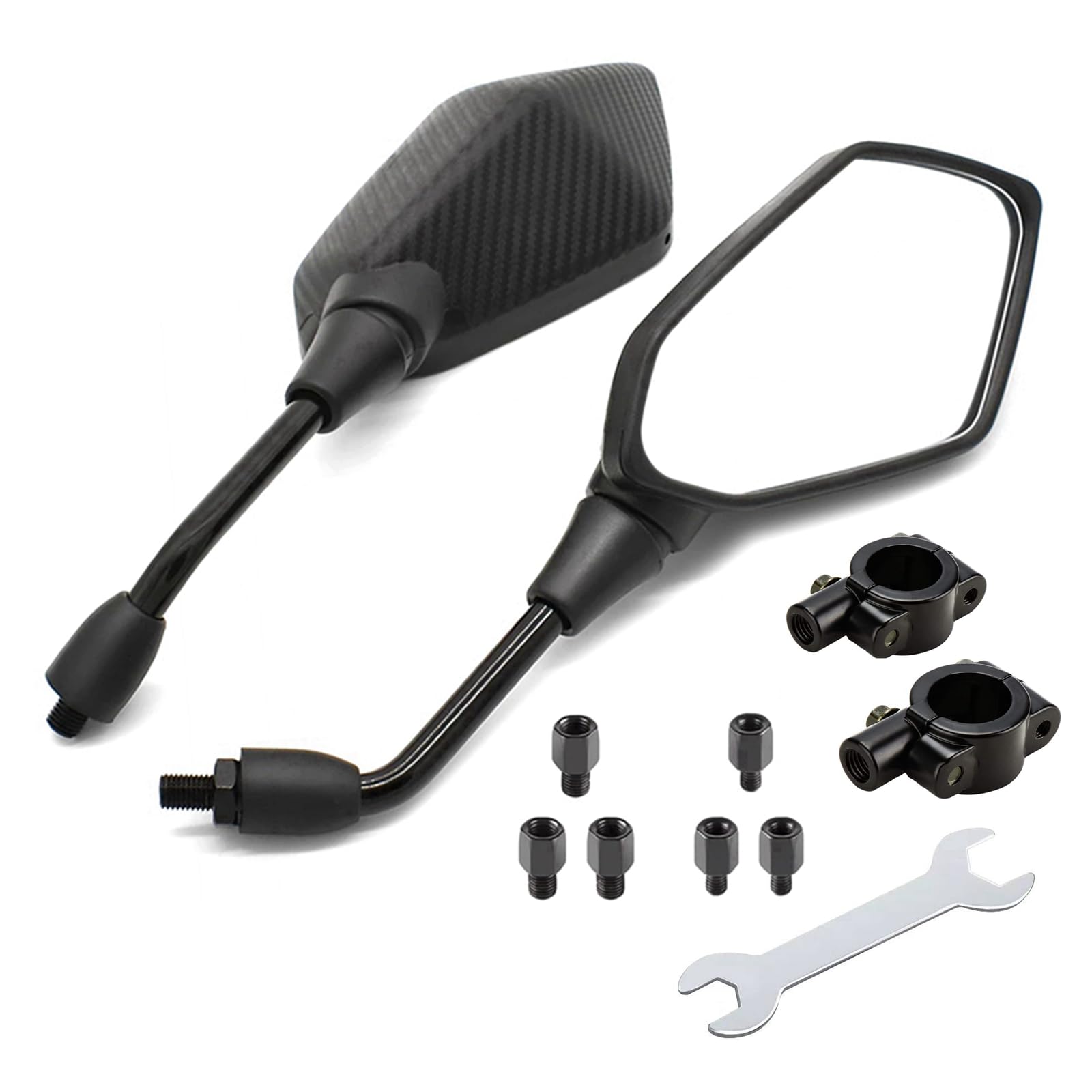 

ELIFEPARTS Universal Motorcycle Mirror M10 Positive Screw L/R Motorcycle Mirror, Carbon Black B Style/M10