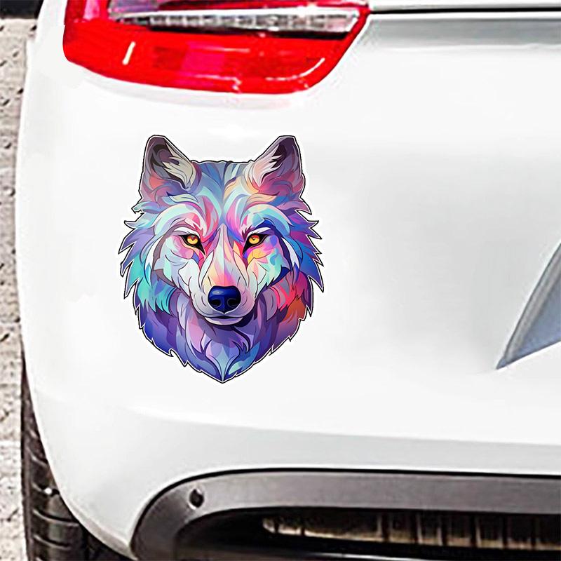 Colored Wolf Car Sticker Vinyl Decal Waterproof Rear Window Motorcycle Camper Bumper Truck Laptop Decoration TM11
