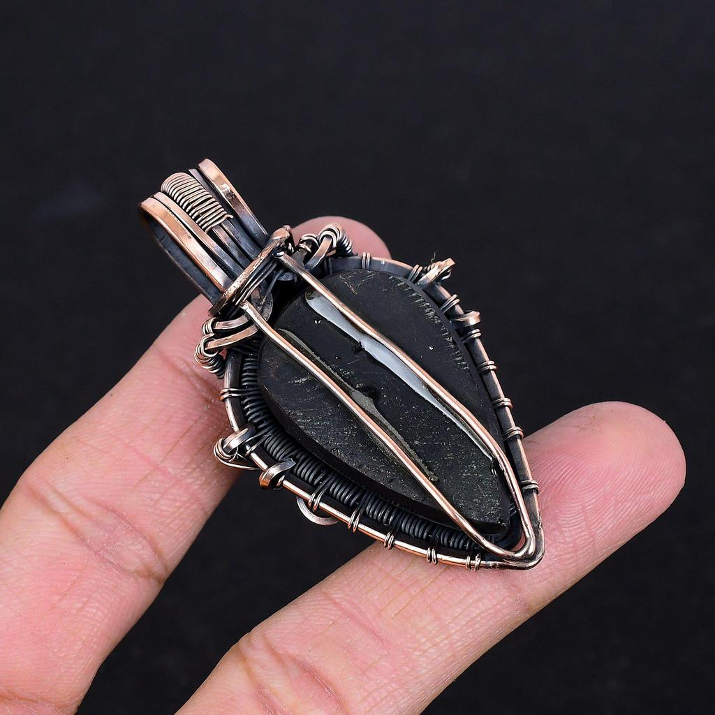 Black Onyx Jewelry, 999 Copper Wire Wrapped Pendant Handmade Gemstone Jewelry, Gifts For Wife Brand New Pendant