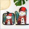 2pc/set Christmas Printed Oven Gloves, Heat Resistant and Heat Resistant Microwave Oven Glove Set