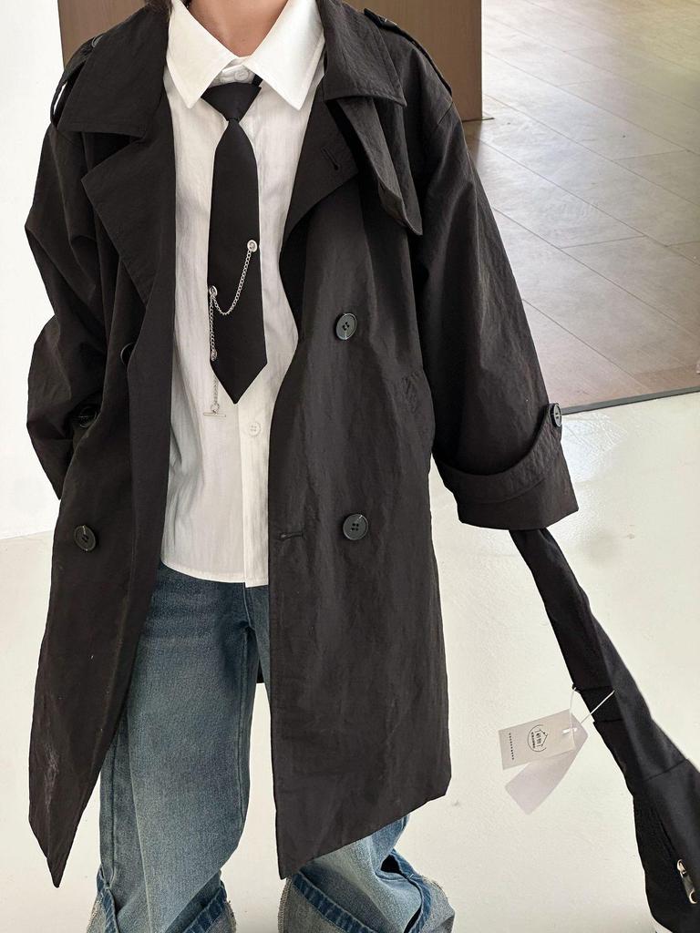 Boys' Mid-Length British Style Trench Coat - Spring/Autumn 2025 Fashion