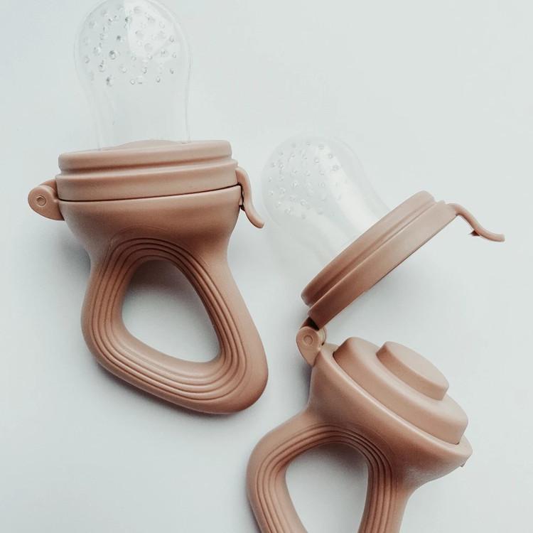 Silicone Baby Teether & Fruit Feeder Pacifier Mesh Bag