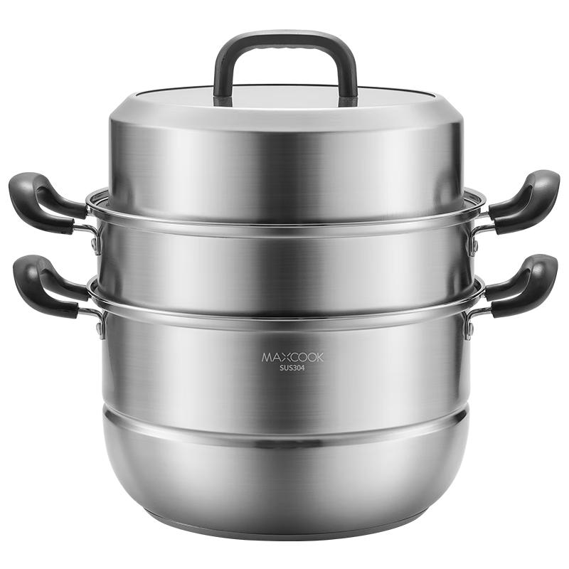 MAXCOOK 304 Stainless Steel 3-Layer Steamer Pot